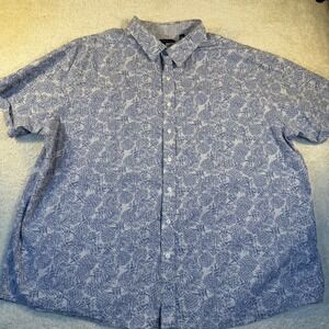 SYNRGY Mens 3XL Blue Pineapple Print Short Sleeve Button Down Shirt Casual Party